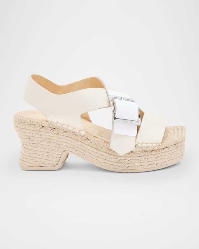 Petal Leather Platform Espadrille Sandals